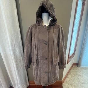 Forecaster Sports Tan Hooded Coat Suede Feel, Warm, Size XL